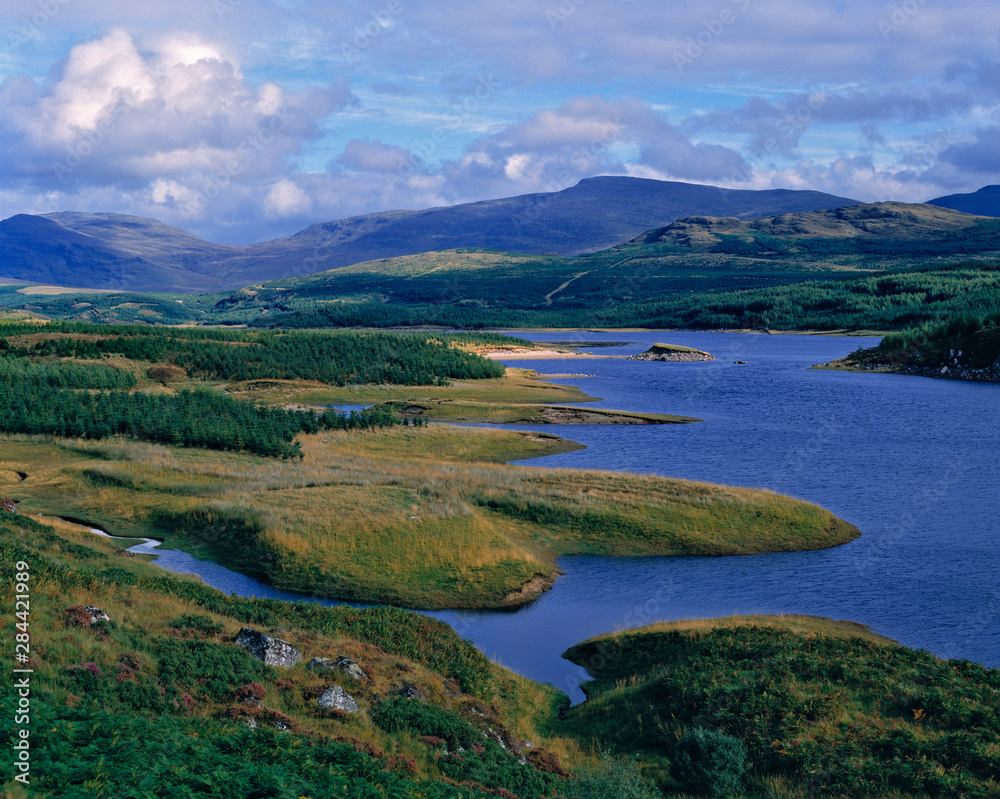 Scotland, Highland, Wester Ross, Loch Garry. An overview of Loch Garry in the Highland of Scotland.