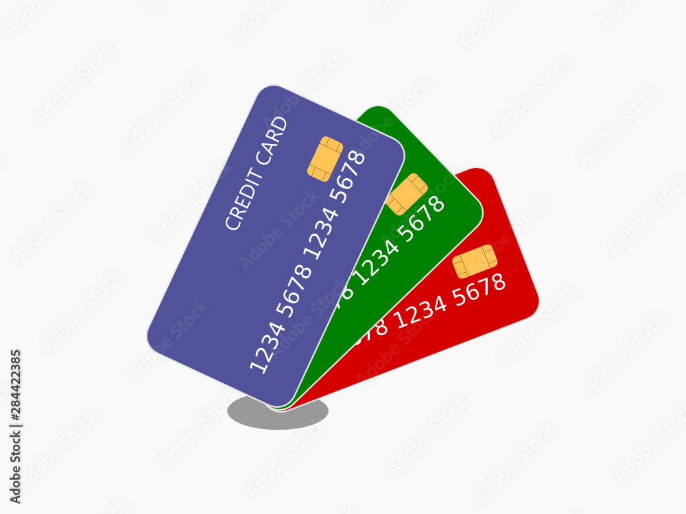 Three credit card vector isolated on white background. Three credit card vector isolated on white background.
