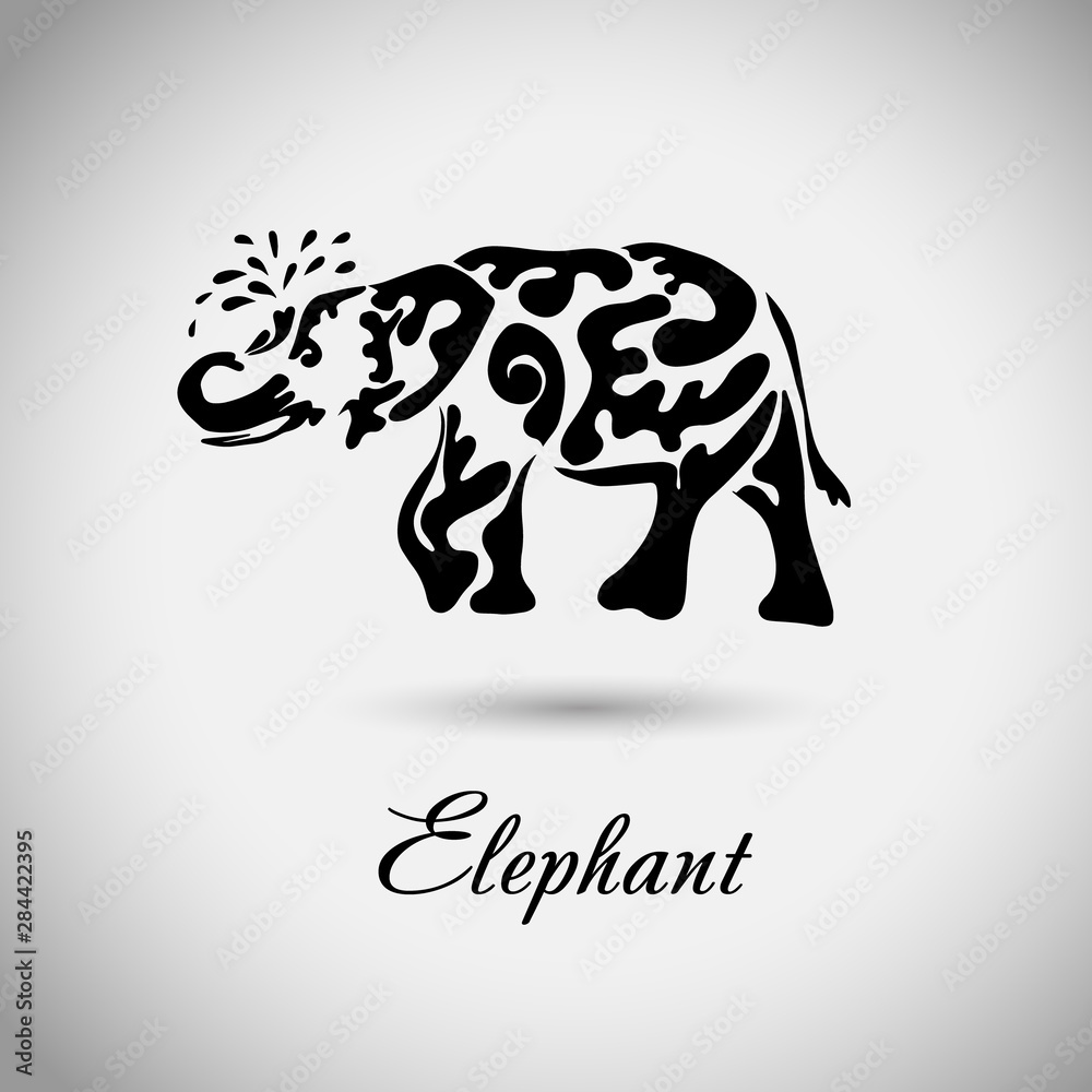 Obraz premium Abstract elephant of patterns. Vector illustration