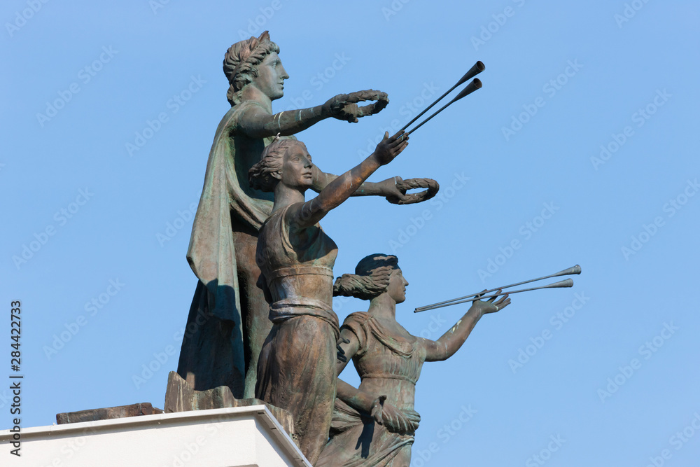 Statue of musicians in front of the Opera and Ballet Theater. Minsk, Belarus.