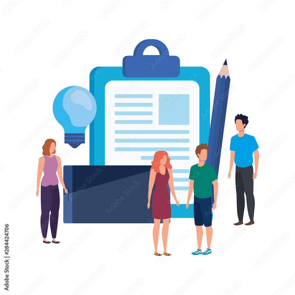 group of people with checklist characters group of people with checklist characters