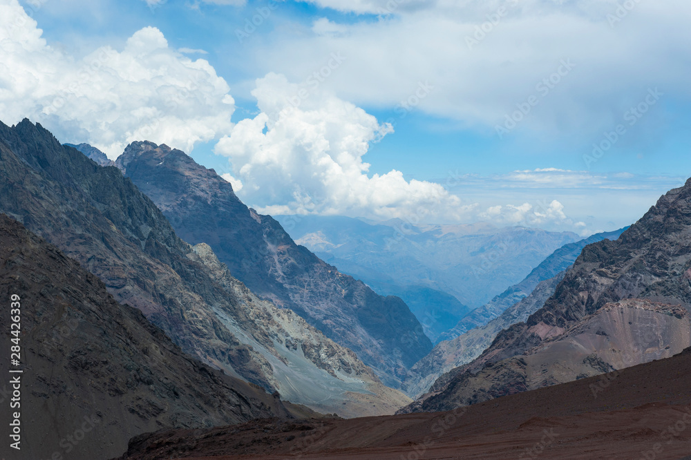 Mountain pass between Mendoza and Santiago, Andes, Argentina, South America