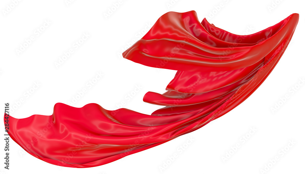 Wavy fabric on a white background. 3D rendering.