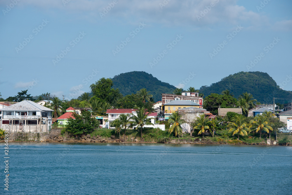 Belize, District of Toledo, Punta Gorda. Waterfront view of the port city of Punta Gorda