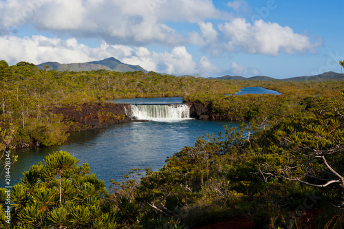 Waterfalls chutes de la Madeleine on the south coast of Grande Terre, New Caledonia, South Pacific