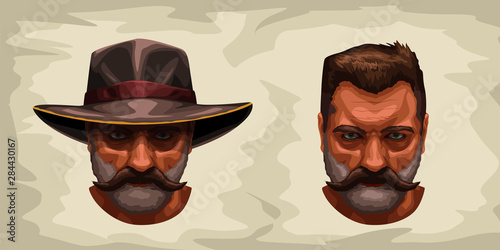 front view on wild west male face