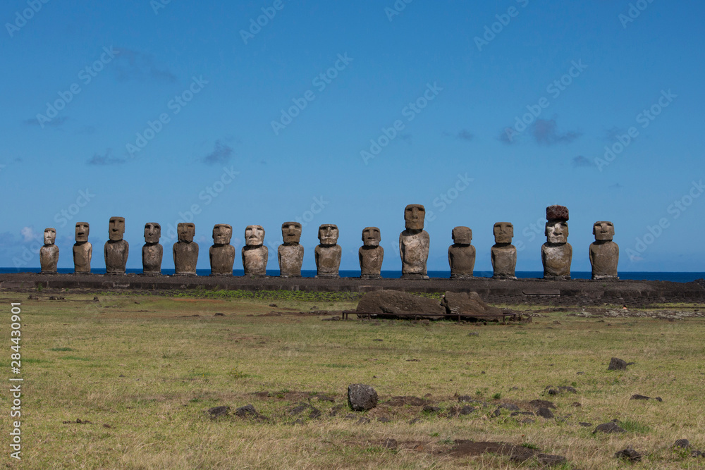 Chile, Easter Island, Hanga Nui. Rapa Nui National Park, Ahu Tongariki