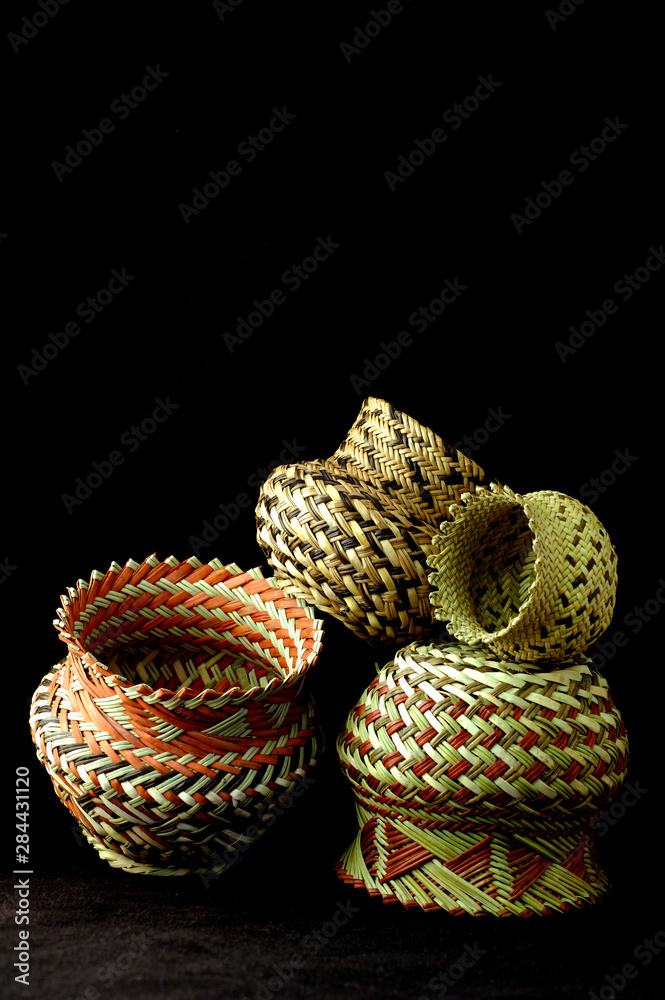 Mexico, State of Chihuahua, Copper Canyon. Tarahumara Indian handicrafts, traditional baskets.