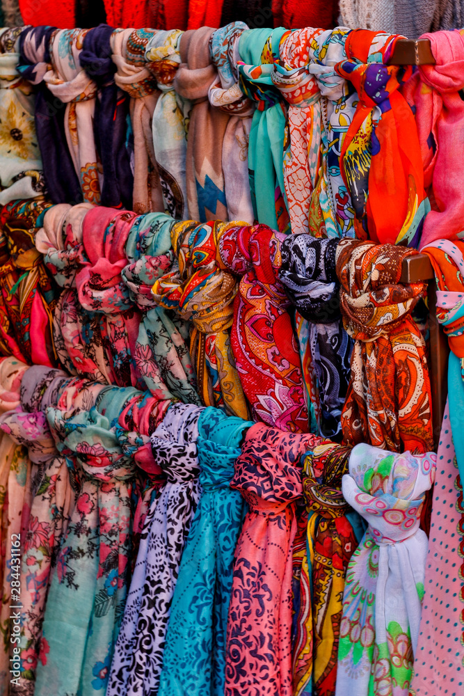 Fototapeta premium San Miguel De Allende, Mexico. Scarfs on display