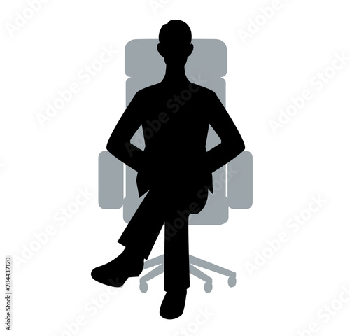 The silhouette of the businessman who sits down on a chair