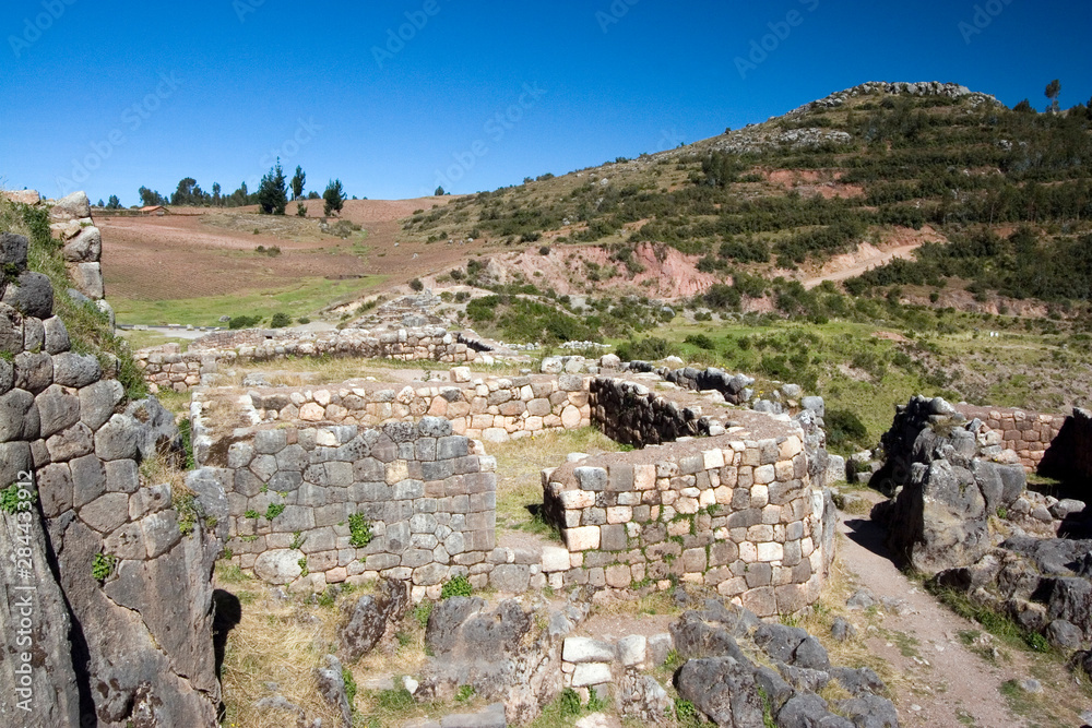 South America - Peru. The Inca ruin of Puca Pucara near Cusco Peru.