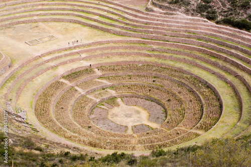 South America - Peru. Amphitheater-like terraces of Moray in the Sacred Valley of the Incas. Thought to have been an Inca crop-laboratory. © Diane Johnson/Danita Delimont
