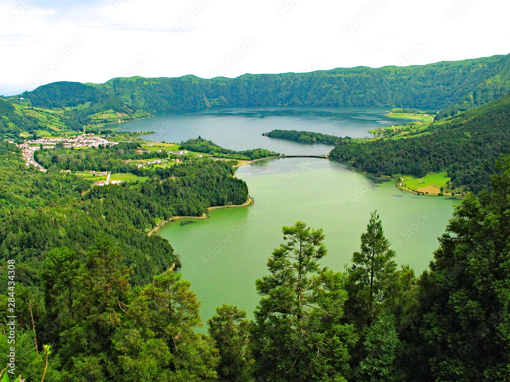 Mountain lakes of Sete Cidades, Sao Miguel island, Azores, Portugal.