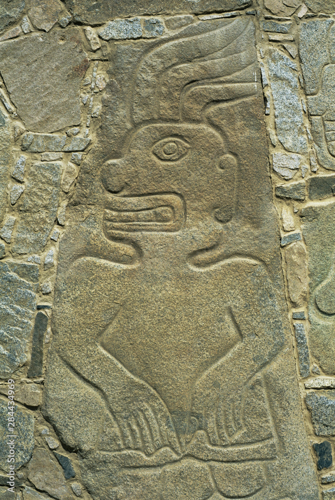 Peru, Sechin, pre-Inca ruins, Warrior, carvings, ca. 1500 B.C Peru, Sechin, pre-Inca ruins, Warrior, carvings, ca. 1500 B.C
