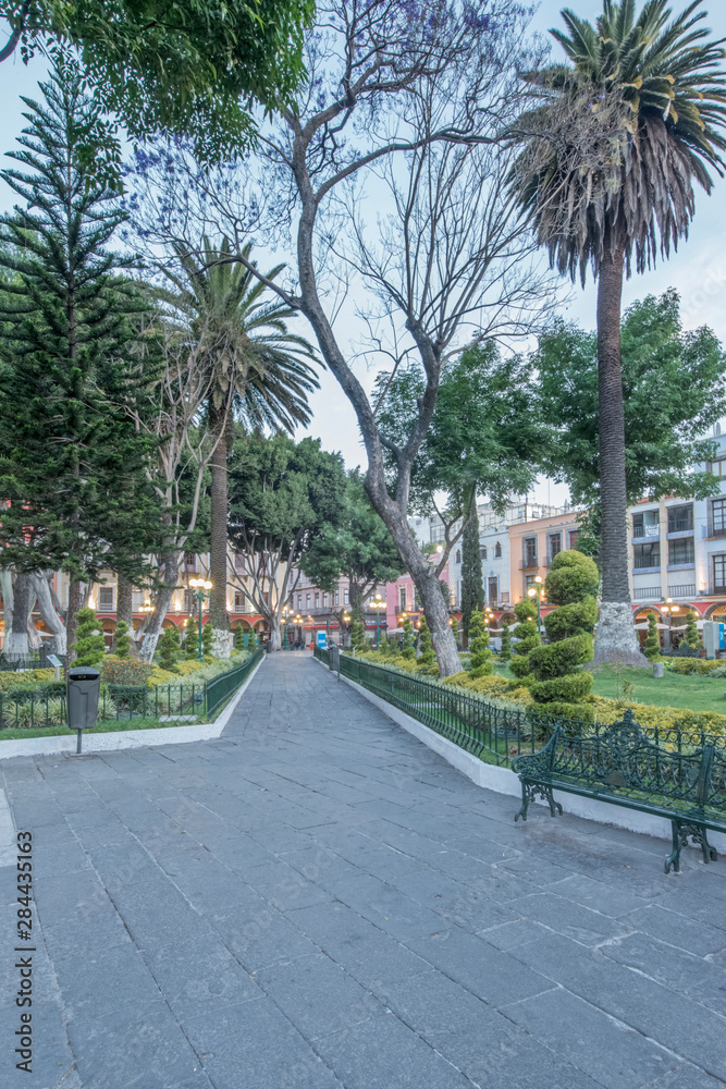 Mexico, Puebla, Zocolo at Dawn