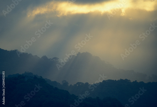Sunset over rainforest  La Amistad Biosphere Reserve  Costa Rica.