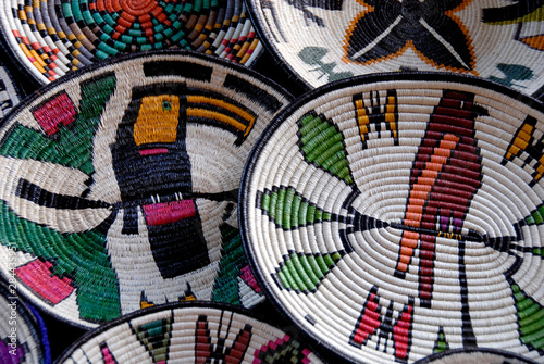 Central America, Panama, Cristobal. Local Embera Indian handicrafts, traditional baskets. photo