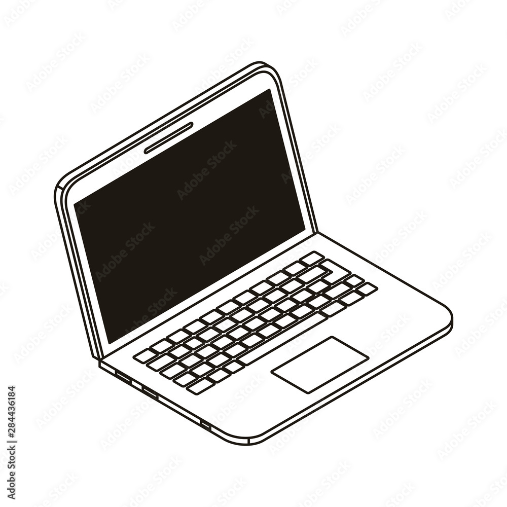 silhouette of open laptop on white background silhouette of open laptop on white background