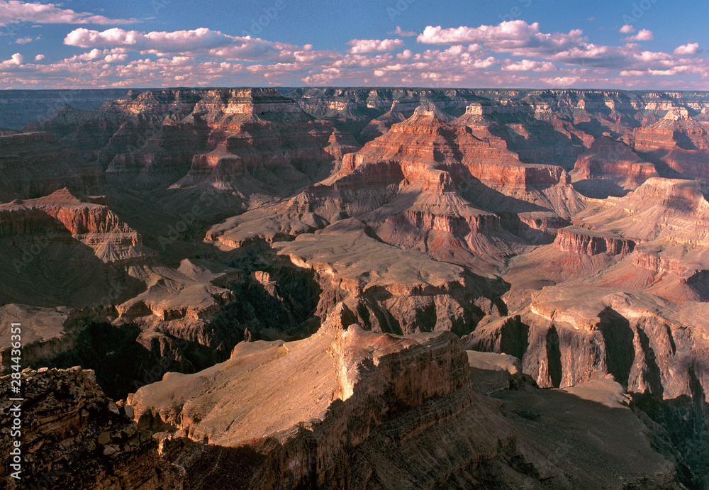 USA, Arizona, Grand Canyon NP. At Mather Point, you can take a long look over the buttes and ravines of Grand Canyon National Park, a World Heritage Site in Arizona.