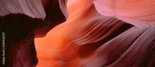 USA, Arizona, Antelope Canyon. Sunlight enhances the sandstone striations in Antelope Canyon, Arizona.