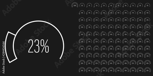 Set of circular sector percentage diagrams meters from 0 to 100 ready-to-use for web design, user interface UI or infographic - indicator with white
