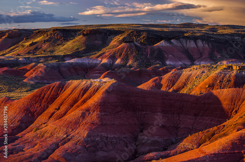 The fiery red Painted Desert from Lacey Point in Petrified Forest National Park, Arizona.