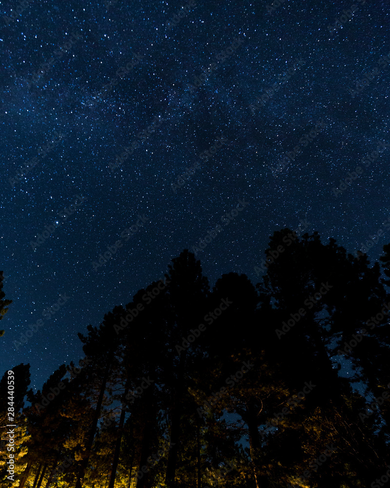 Stars and Milky Way over Sierra Nevada Mountains near Truckee, California