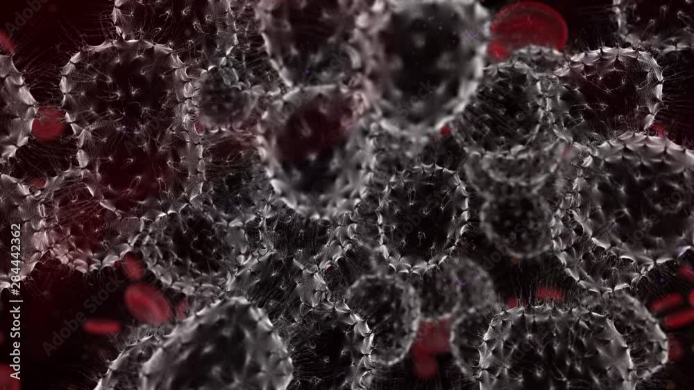 Cancer cells causing metastasis cancerous tumor - 3D animation render