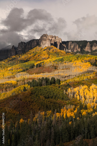 Cimarron range at sunset in autumn  San Juan Mountains  eastern Ouray County  Colorado