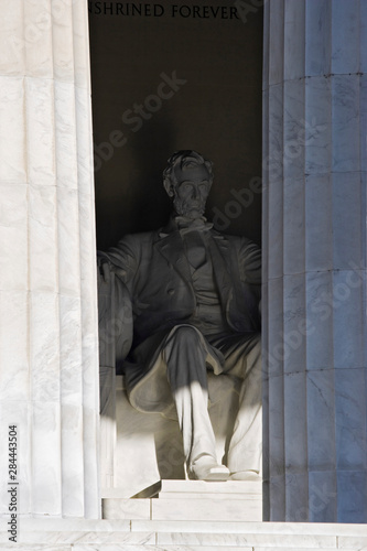 USA, Washington, D.C. View of Abraham Lincoln's statue at Lincoln Memorial. 