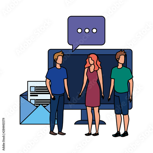 group of people with desktop computer
