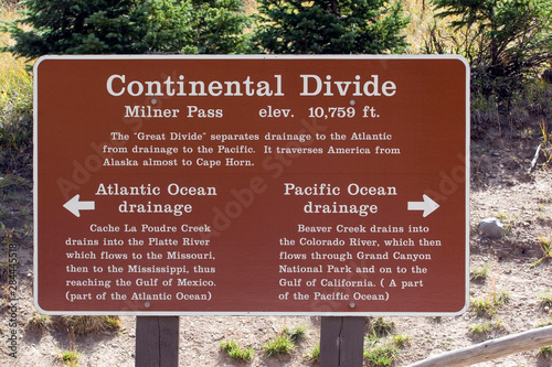 North America - USA - Colorado - Rocky Mountain National Park. Sign at Milner Pass. photo