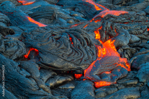 USA, Hawaii, The Big Island, Kilauea. Molten lava hardening. Credit as: Cathy & Gordon Illg / Jaynes Gallery / DanitaDelimont.com