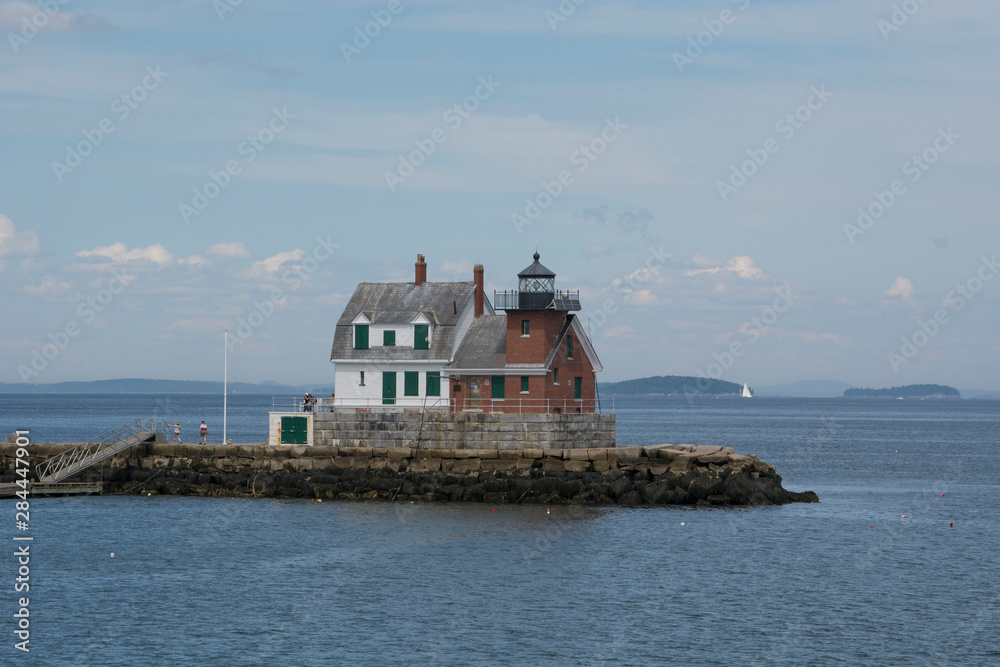 Maine, Rockland, Penobscot Bay. Historic Rockland Breakwater Light, c. 1902. Maine, Rockland, Penobscot Bay. Historic Rockland Breakwater Light, c. 1902.