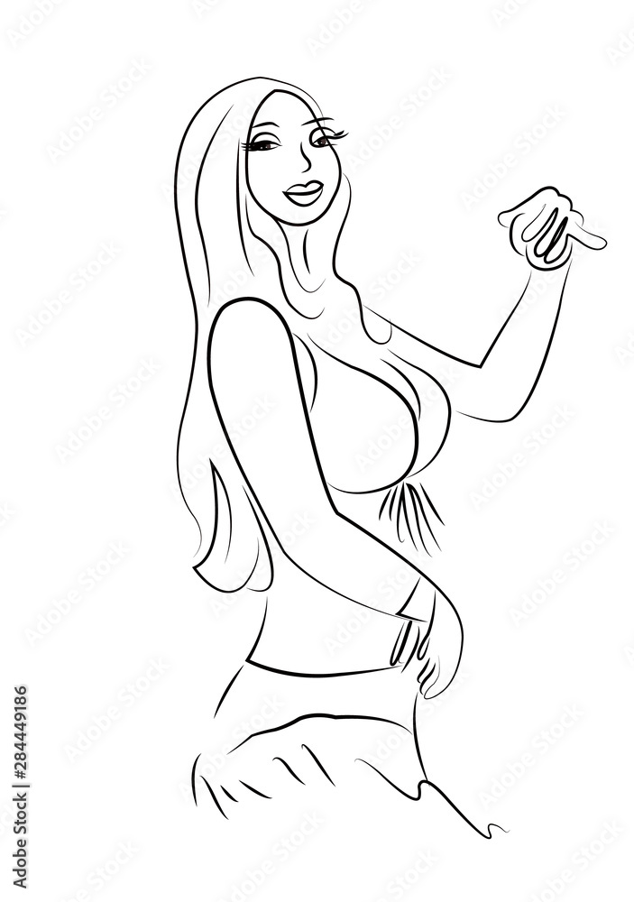 turkish belly dancer portrait, drawing vector turkish belly dancer portrait, drawing vector