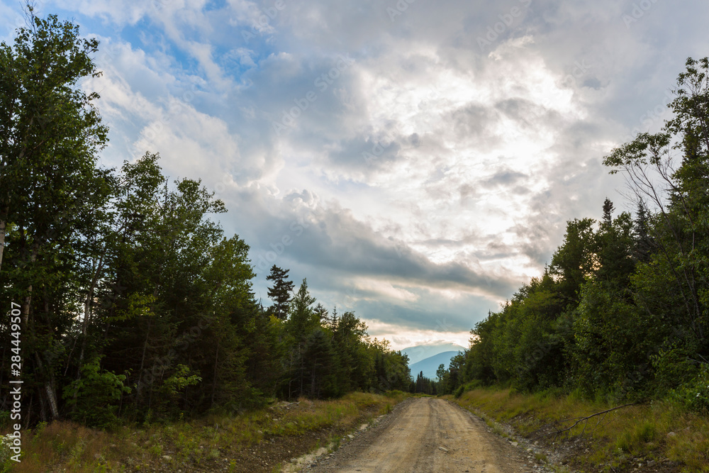 Summer clouds as seen from a logging road on Farmer Mountain in Mount Abram Township, Maine.