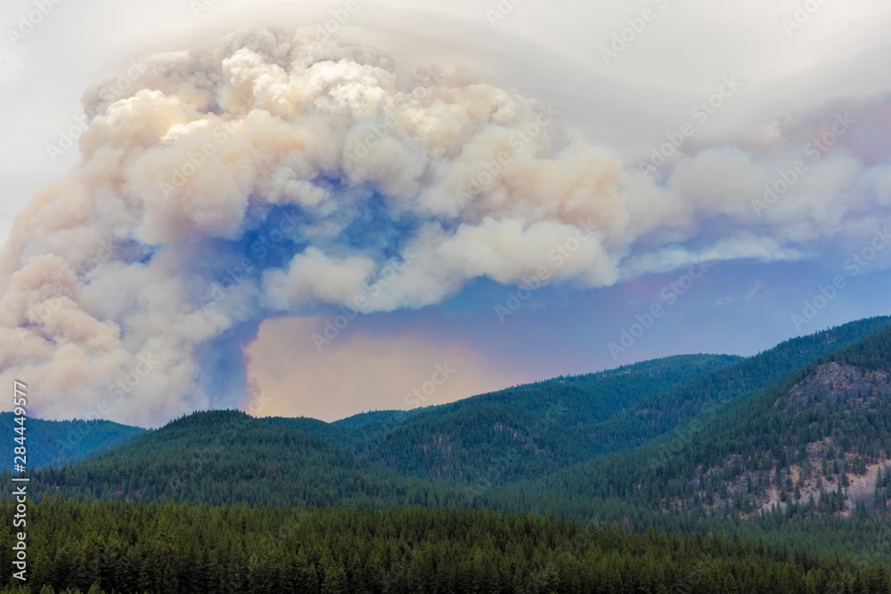 Plume of wildfire smoke near Plains, Montana, USA