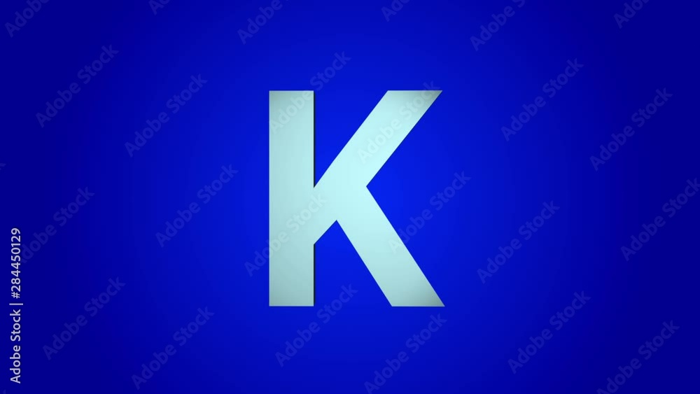 K letter 3D rotation on a blue background Alphabet K letter 3D rotation on a blue background Alphabet