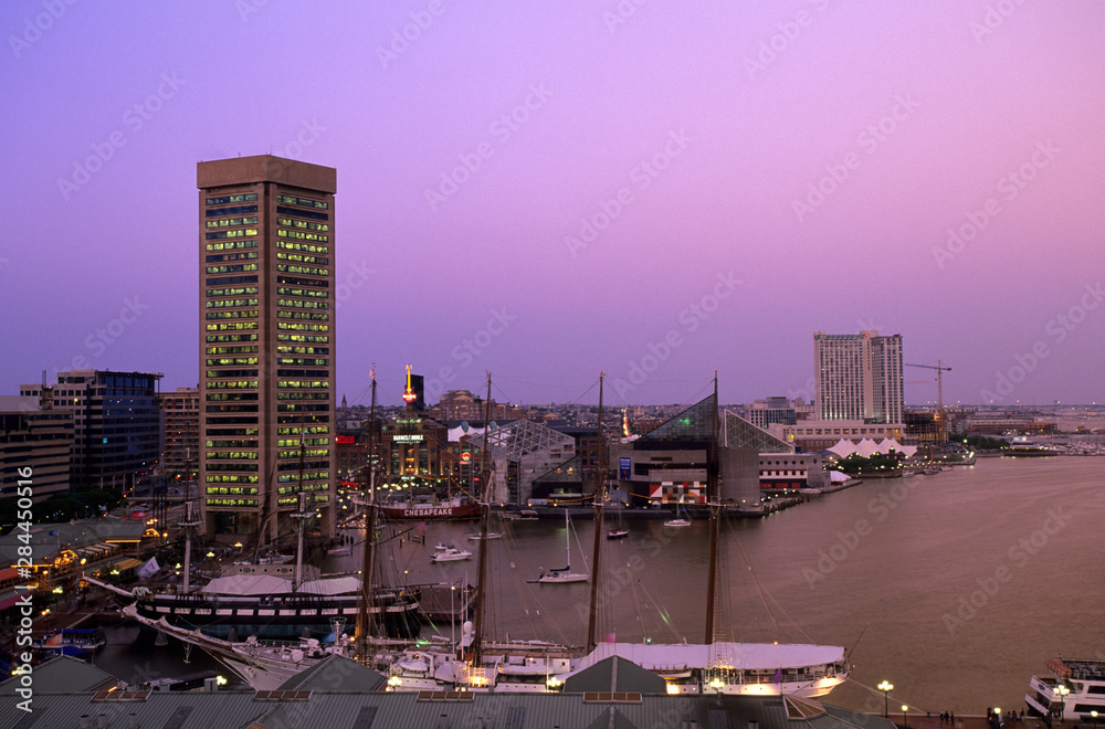 Baltimore at night, Maryland, USA