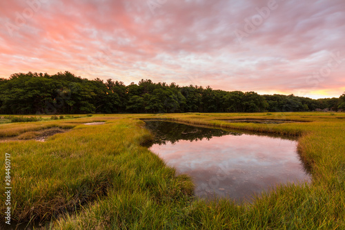 Dawn on the salt marsh along the Castle Neck River in Ipswich, Massachusetts.