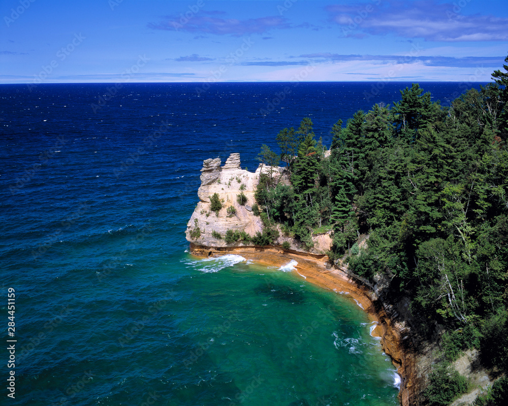 USA, Michigan, Pictured Rocks NL. Miners Point, in the Michigan's Upper Peninsula, of Lake Superior near Pictured Rocks National Lakeshore.