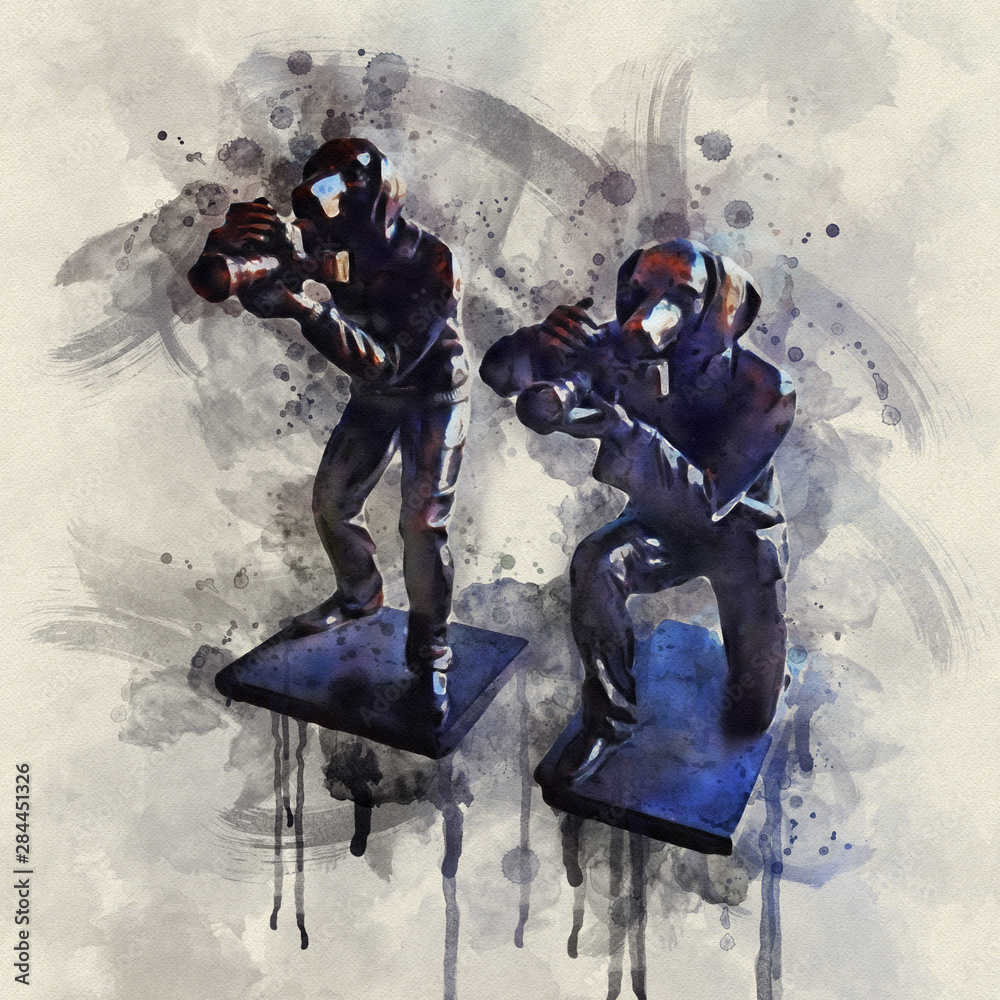 Sculptures Of Two Dogs Photographers Like People In A Suit Watercolor ...