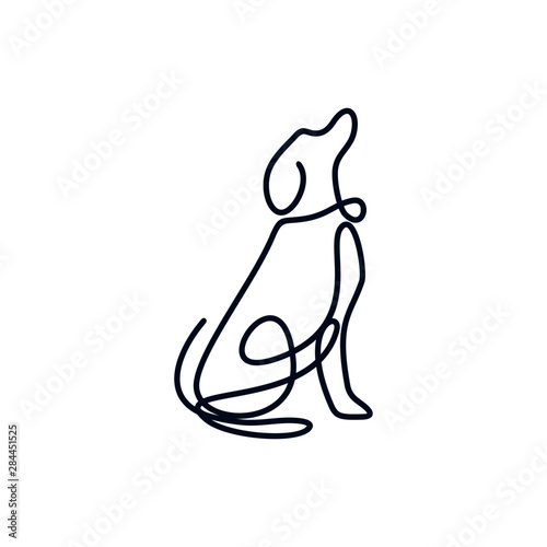 Sitting Dog Line Art Monoline Logo Templates