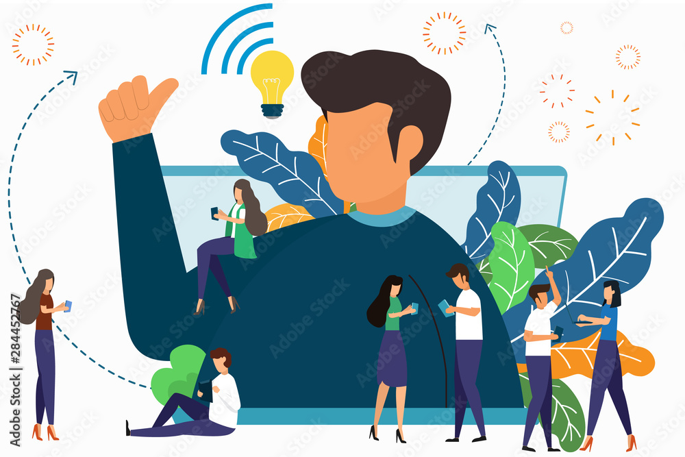 Online assistant at work Promotions in the network Managers at remote locations find new ideas, solutions, work together in brainstorming companies. Big business man like and thumb up success. vector. Online assistant at work Promotions in the network Managers at remote locations find new ideas, solutions, work together in brainstorming companies. Big business man like and thumb up success. vector.