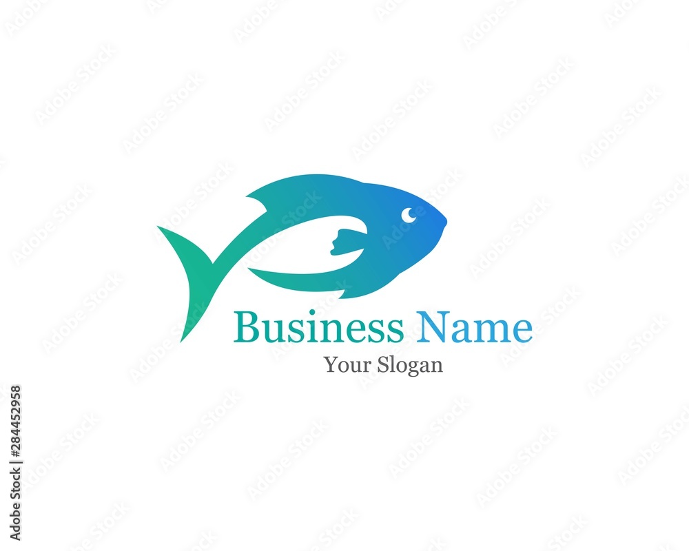 Naklejka premium Fish icon logo template Creative vector symbol of fishing club