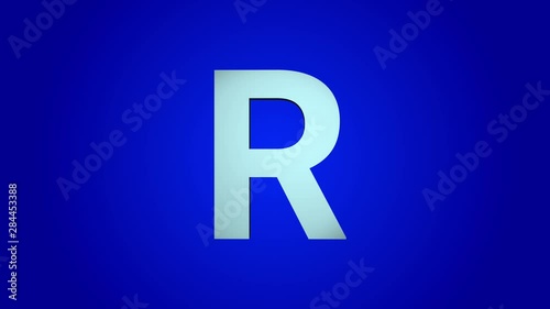 Wallpaper Mural R letter 3D rotation on a blue background Alphabet Torontodigital.ca