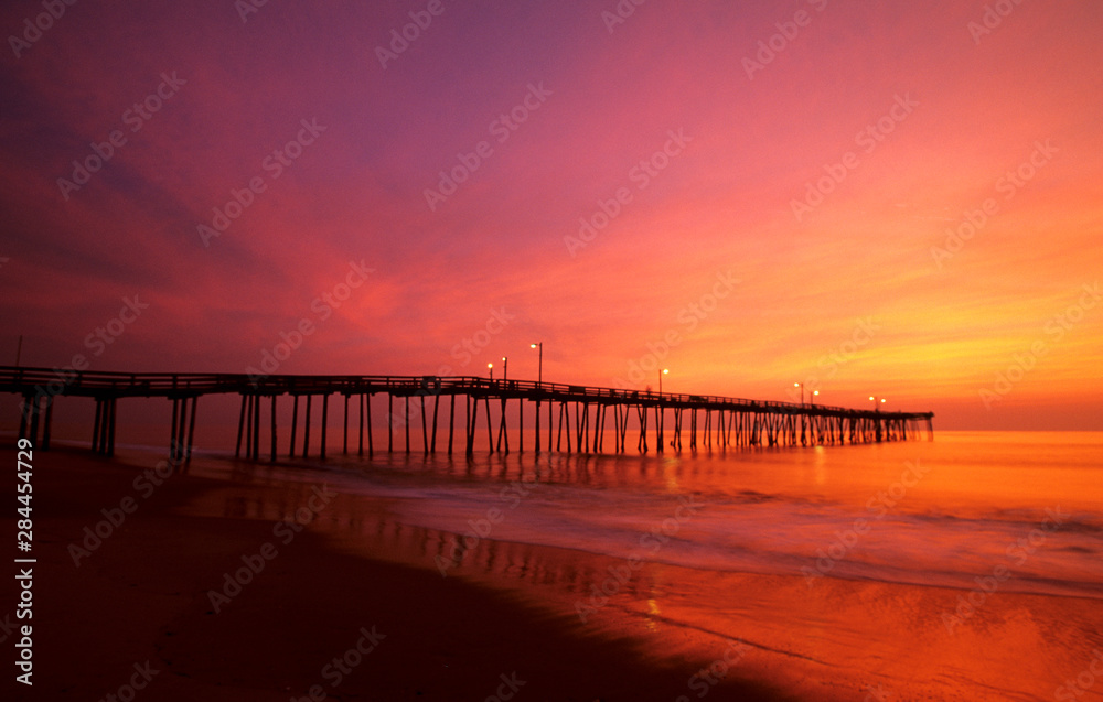 FIshing pier at sunrise Nags Head , North Carolina, USA, North America