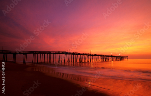 FIshing pier at sunrise Nags Head   North Carolina  USA  North America