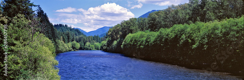 USA, Oregon, McKenzie River. The McKenzie River in the Cascade Range is one of Oregon's most favorite rafting sites.