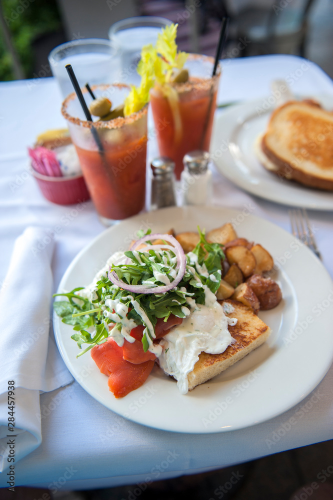Egg and lox sandwich, brunch, Austin, Texas, Usa Egg and lox sandwich, brunch, Austin, Texas, Usa